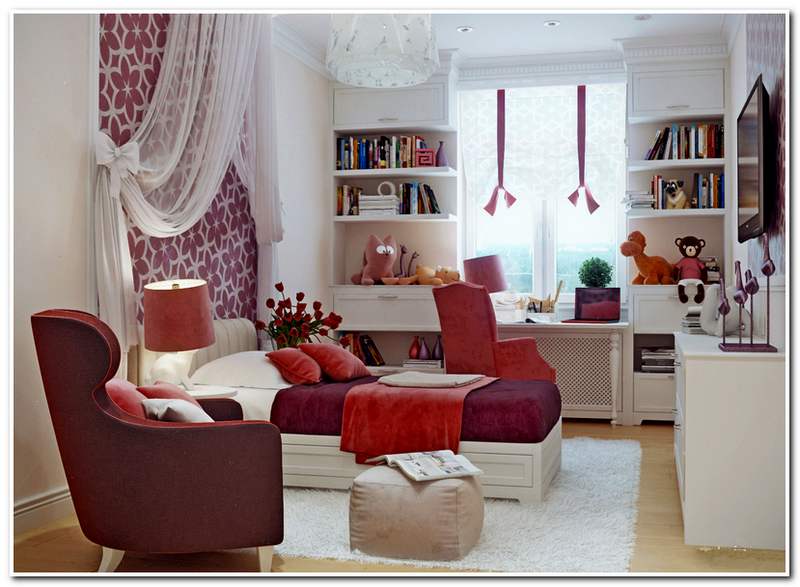 Дизайн комнаты для девушки подростка - красно-белая дизайн комнаты для девушки подростка